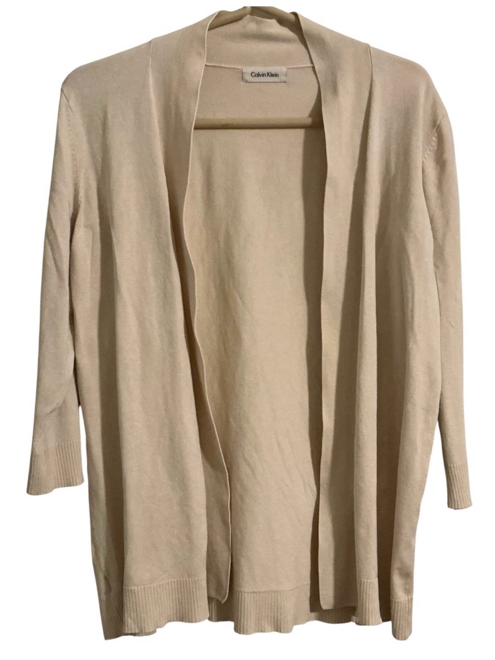 Calvin Klein Silk Blend Open Front Cardigan Ivory 38” Bust Lightweight